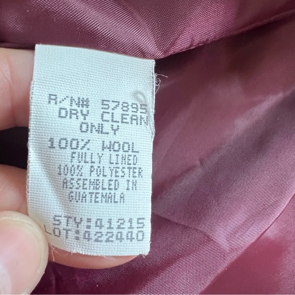 Vintage Requirements 100% Wool Full Zip-Up Pea Coat Dark Red Women's size 10 - Picture 9 of 11